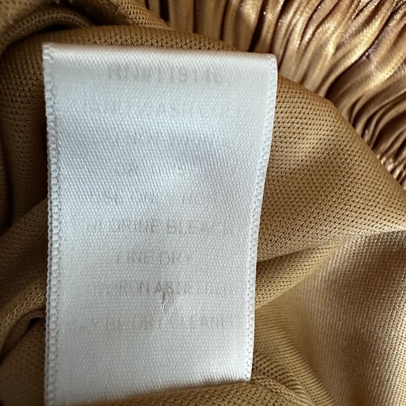 Copper Metallic Smocked Puff Sleeve Party Holiday Dress - Picture 8 of 10